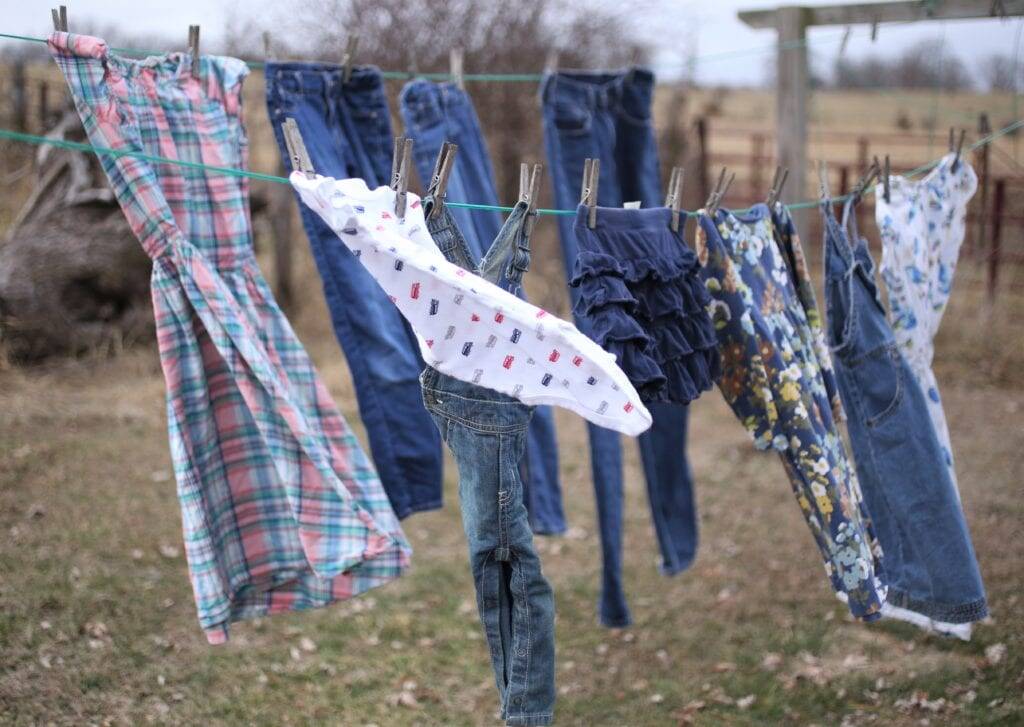 large family laundry clothesline