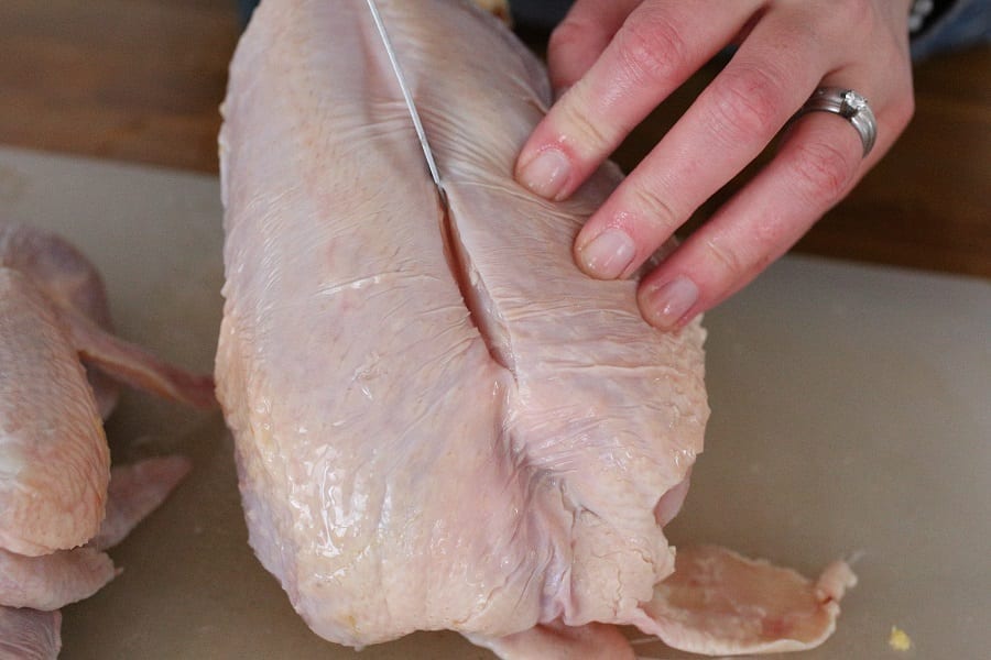 cutting up a chicken