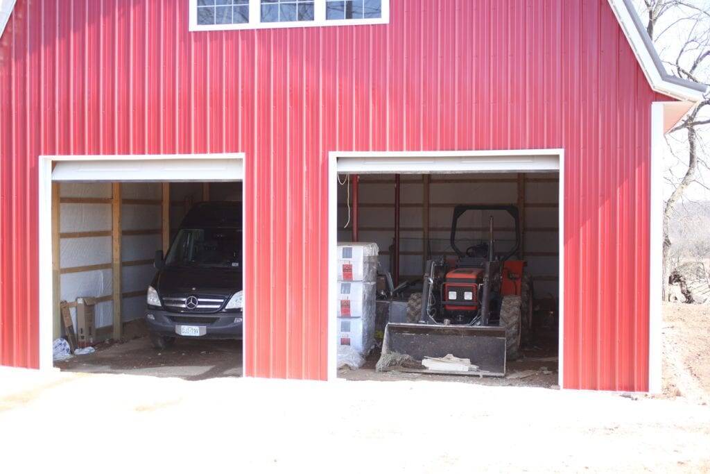 red metal pole barn