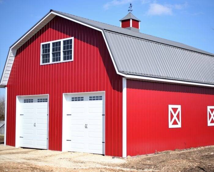 red metal pole barn