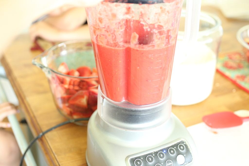 Blending fresh strawberries