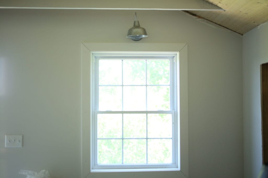 Interior light red metal barn