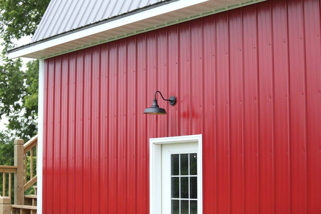 Exterior lights red metal barn