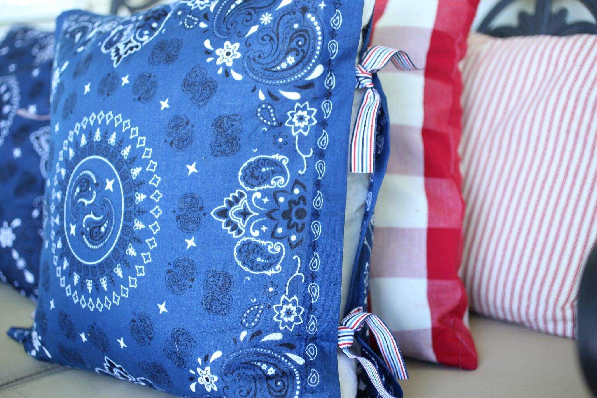 patriotic outdoor bandana pillows