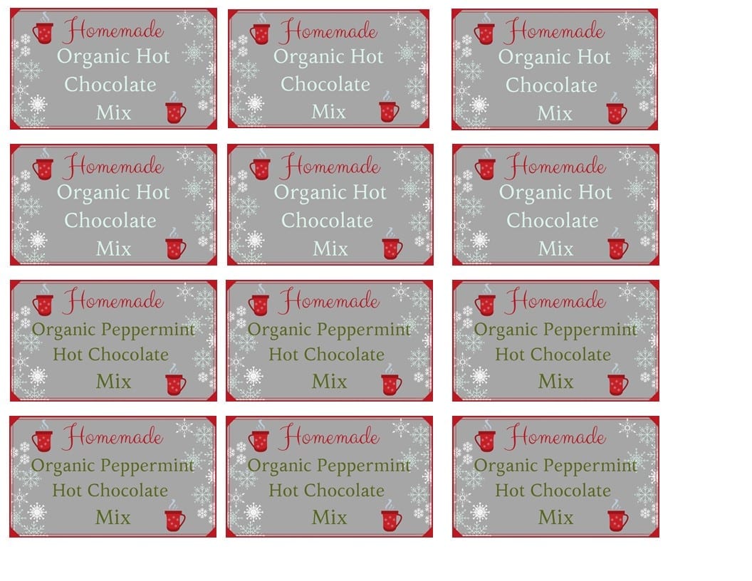 Organic Hot Chocolate Mix Label