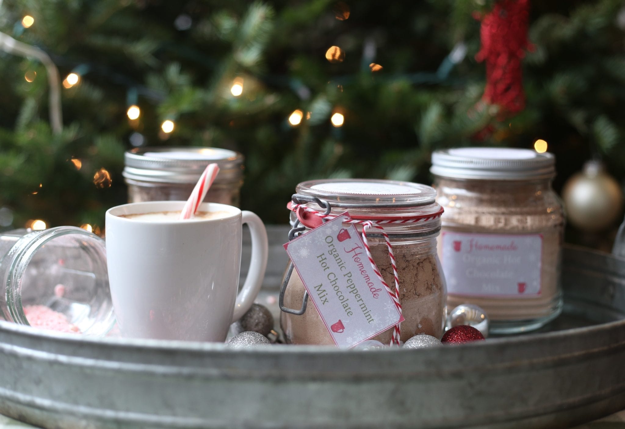 Tray of Homemade Organic Hot Chocolate Mix