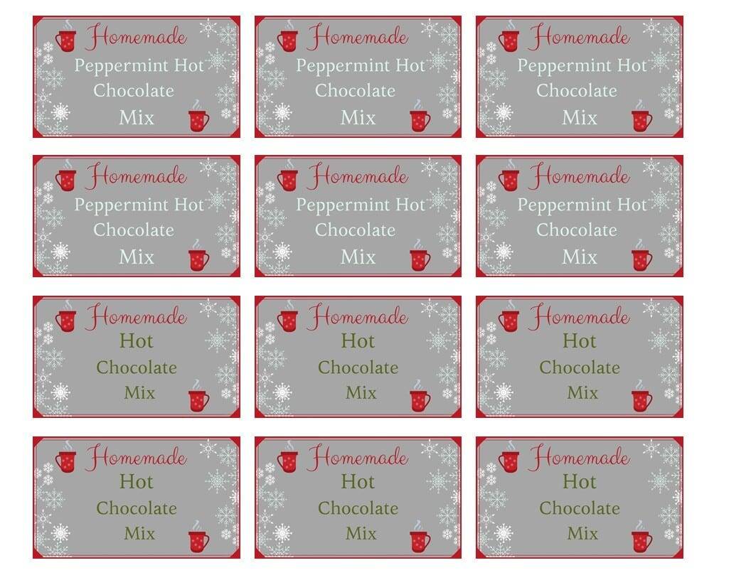 Hot chocolate mix label