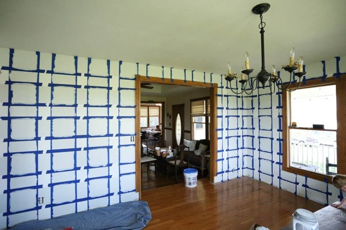 Taped off squares Dining Room.buffalo checks