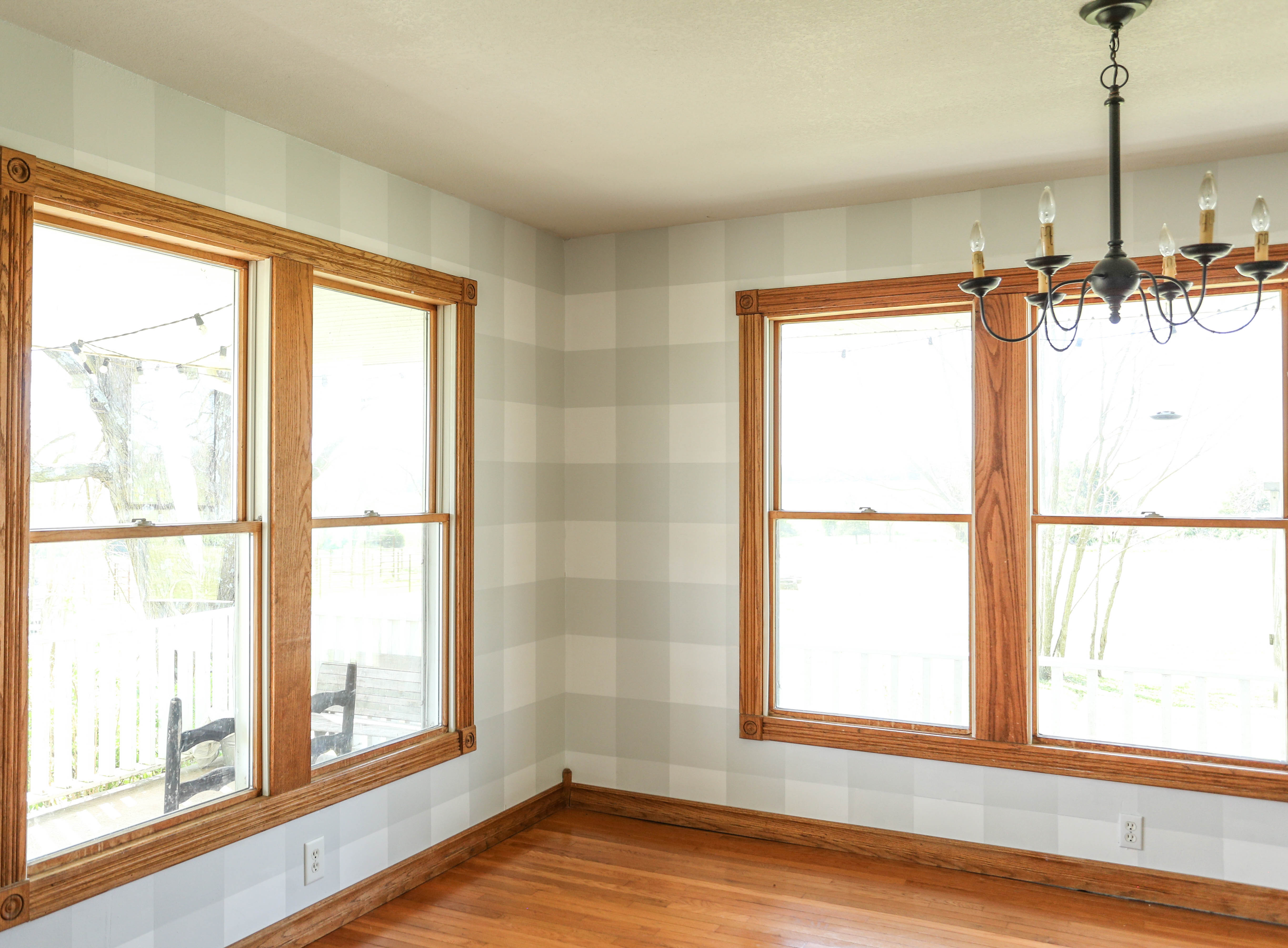 painted grey buffalo check walls