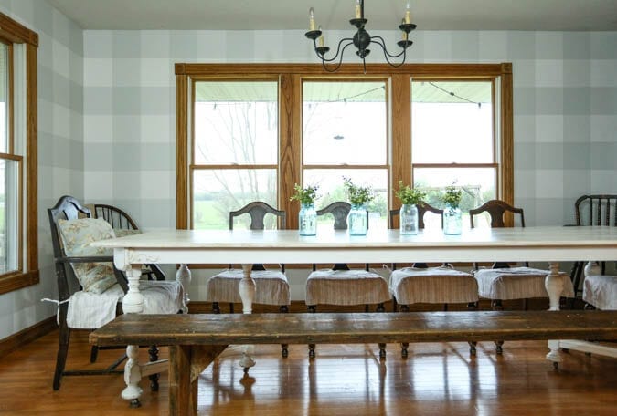 Dining Room with Buffalo Check walls