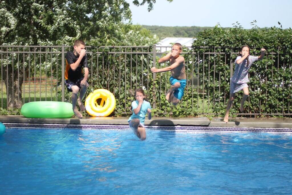 kids playing in pool