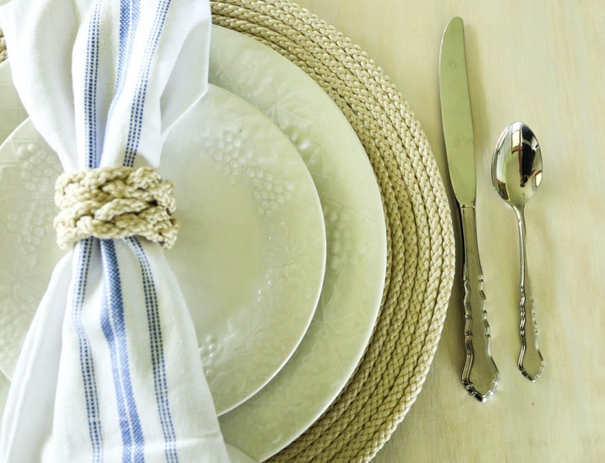 handmade farmhouse plate chargers and napkin rings