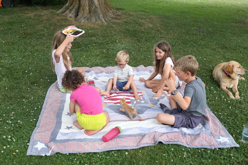 kids on blanket