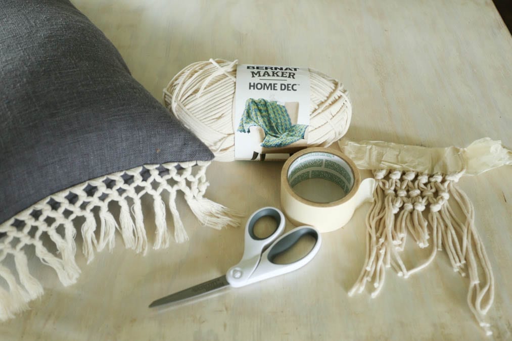 materials for diy macrame fringe project