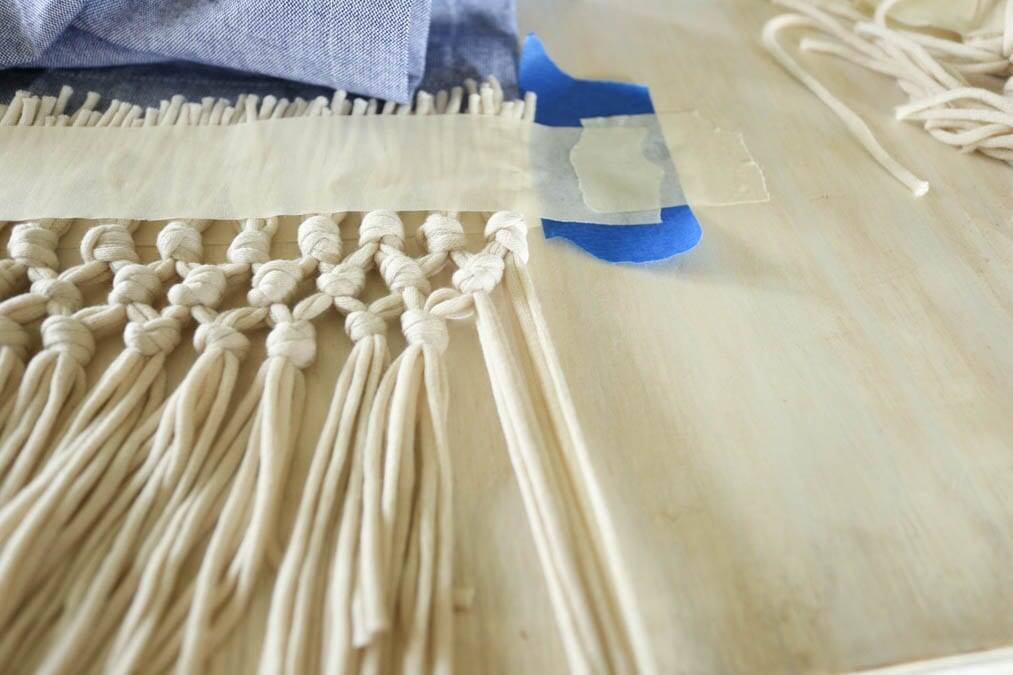 working on macrame fringe