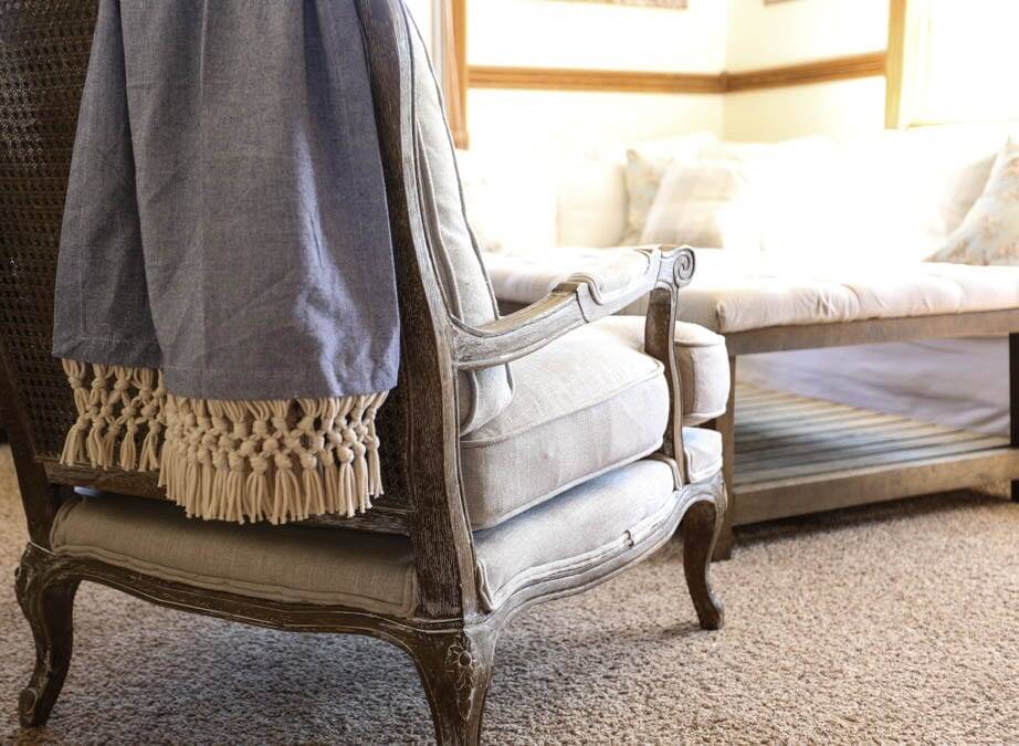 macrame fringe throw on chair