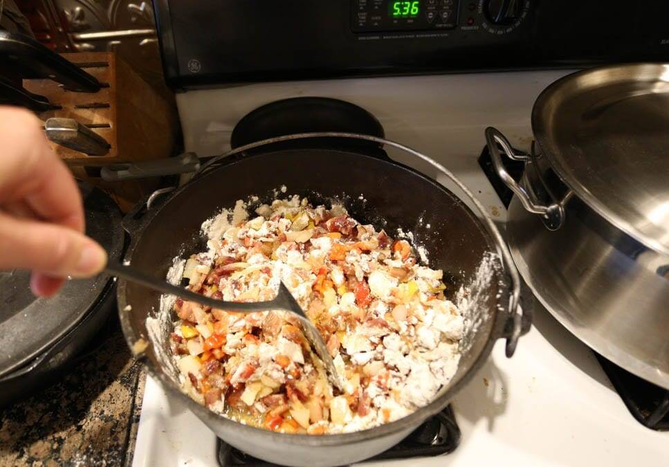 making roux for potato soup