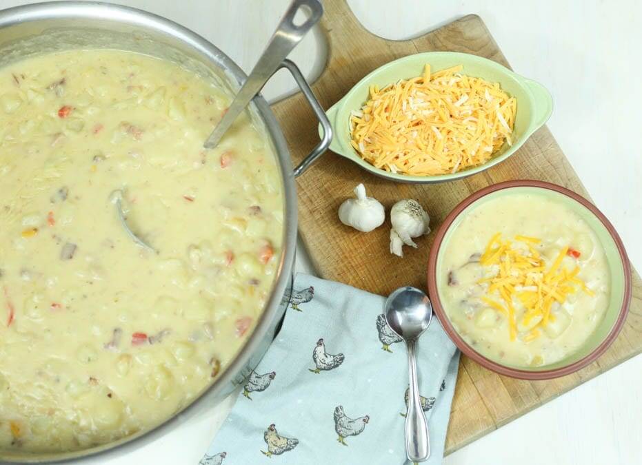 Homemade potato soup with bacon