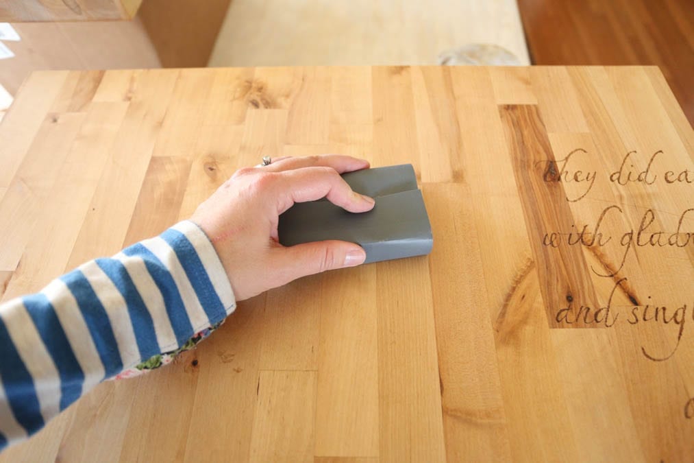 Sanding a Charcuterie board