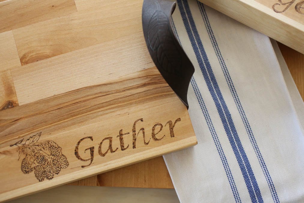 wood burned charcuterie board