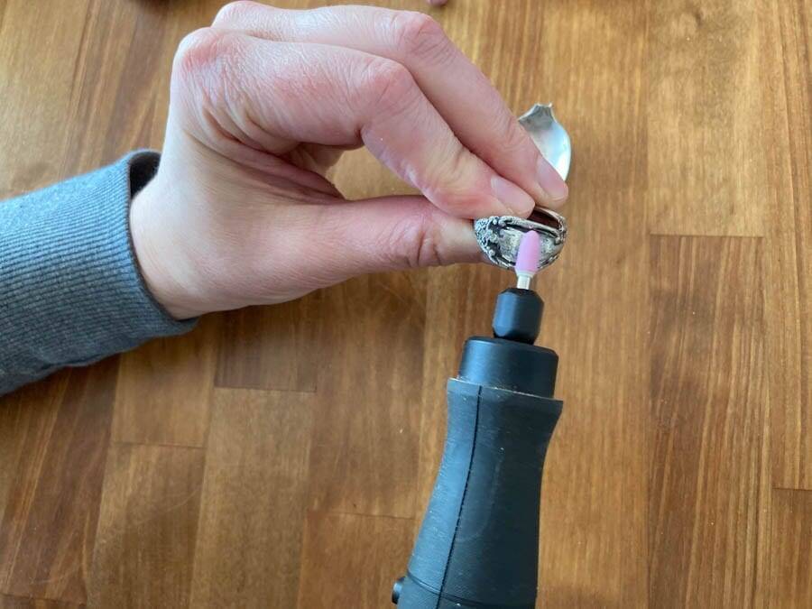 Remove deep scratches from spoon ring