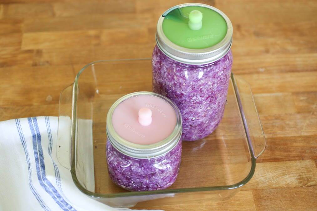 fermenting red purple cabbage