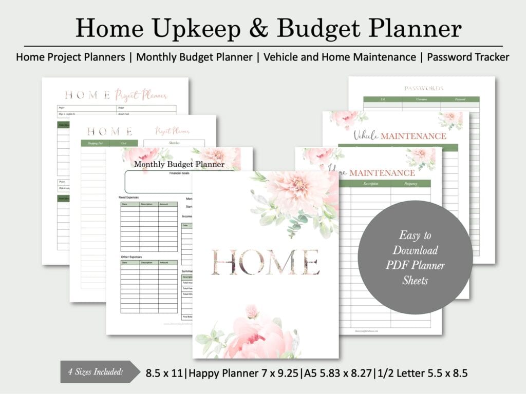 home upkeep and budget planner for frugal homemaking