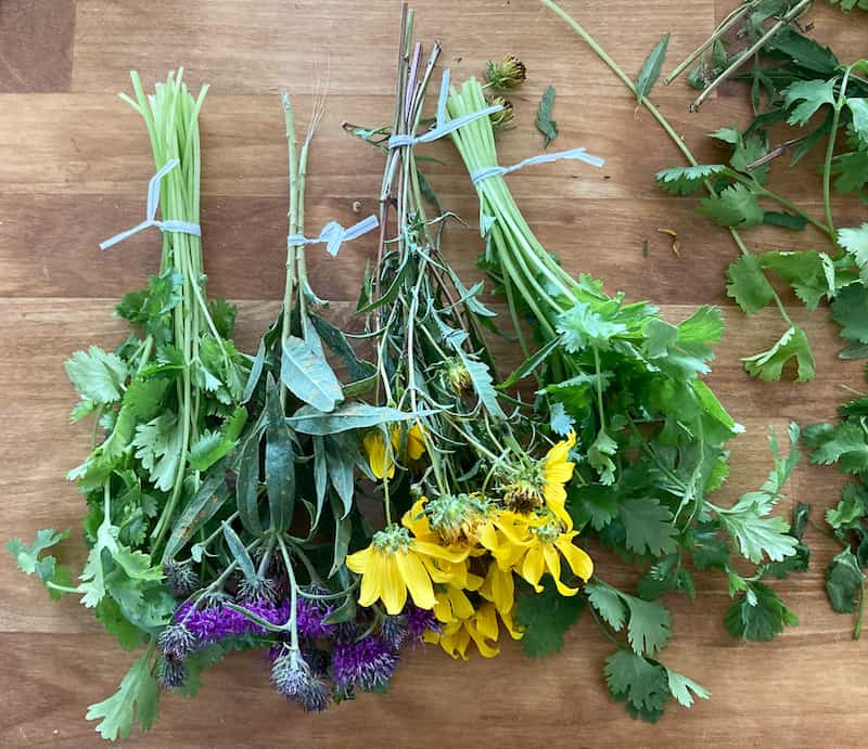 The best place to hang dry herbs, peppers, or flowers is a cool, dark dry place.  A basement is too moist as is a kitchen.  Although I have successfully dried parsley in my kitchen, it just took a long time.