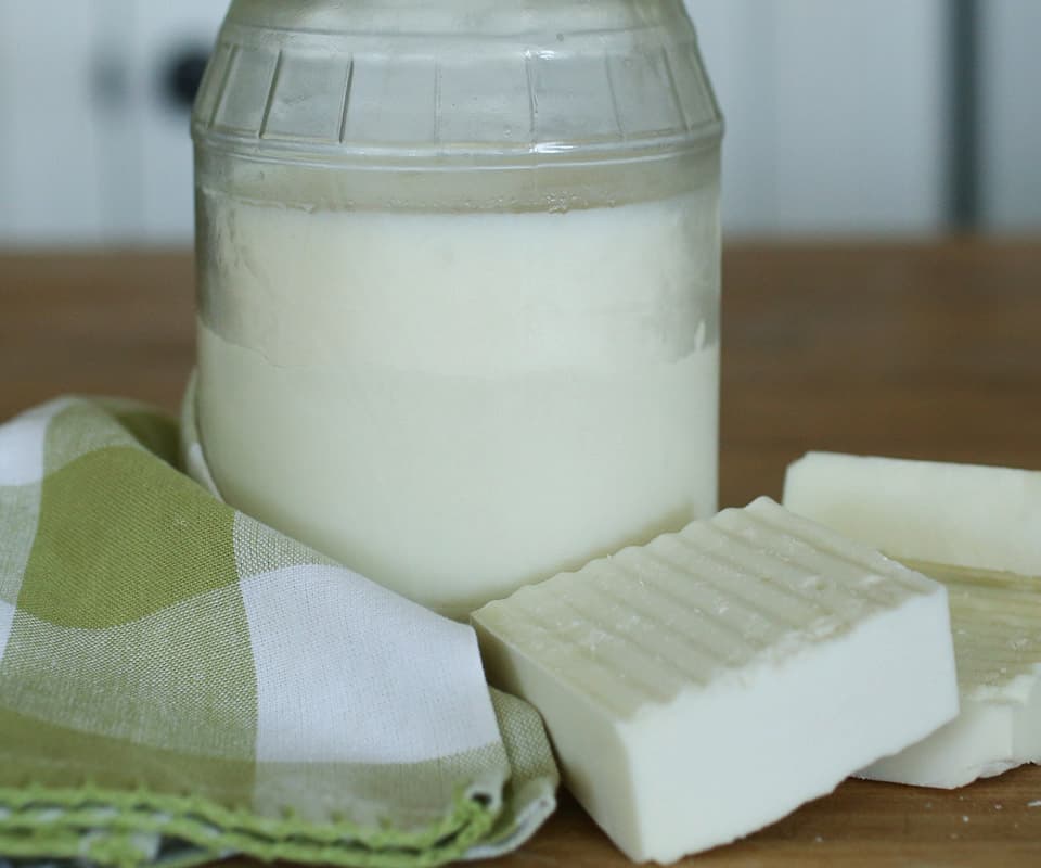 Once you are satisfied with the purity, you can store the purified tallow in chunks to be used in soap and beauty products.  If you prefer to store it in glass jars, you can heat it up on the stove over a double boiler to melt it down and pour it into jars.