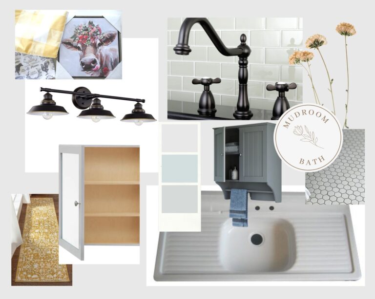 Cheerful Vintage Farmhouse Bathroom on a Budget