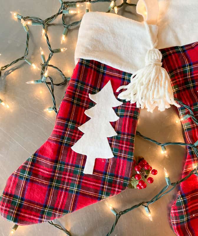 Handmade Plaid Flannel Lined Christmas Stocking