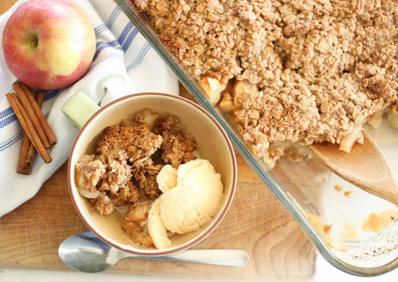 This sourdough apple crisp is a great way to use up some extra apples and extra sourdough discard