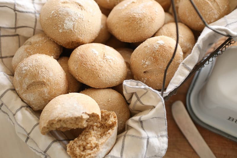 crusty whole wheat sourdough rolls