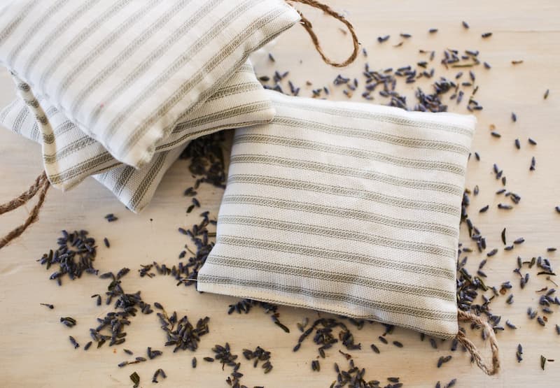 Sewing a DIY Lavender sachet is as easy as cutting a square and stitching it together.