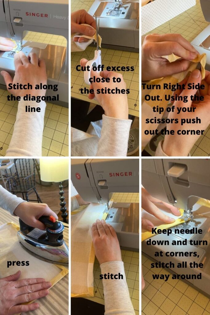 How to sew perfect corners on a tablecloth or napkin step by step