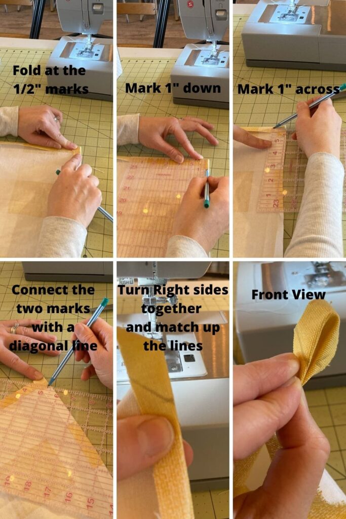 steps for a mitred corner napkin