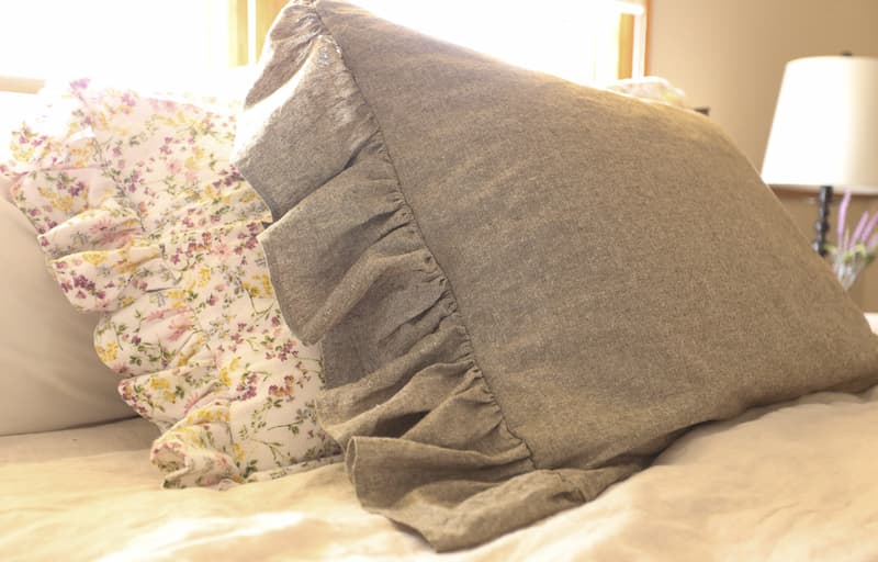 Easy DIY Ruffle Linen Pillow Sham | Spring Bed Refresh
