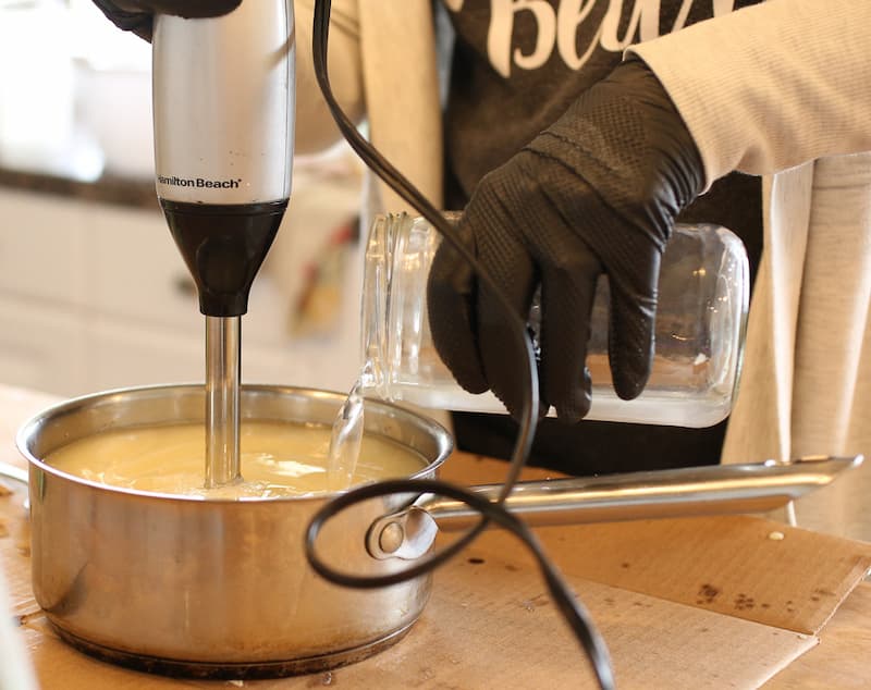 Mixing lard soap