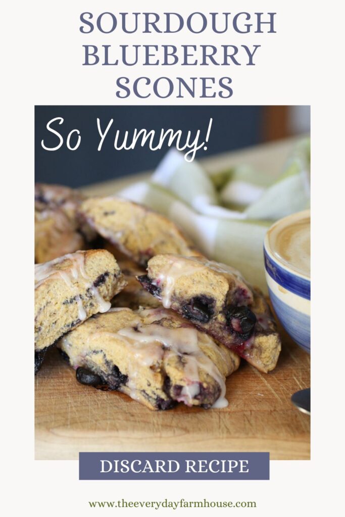 sourdough blueberry scones with lemon glaze pin