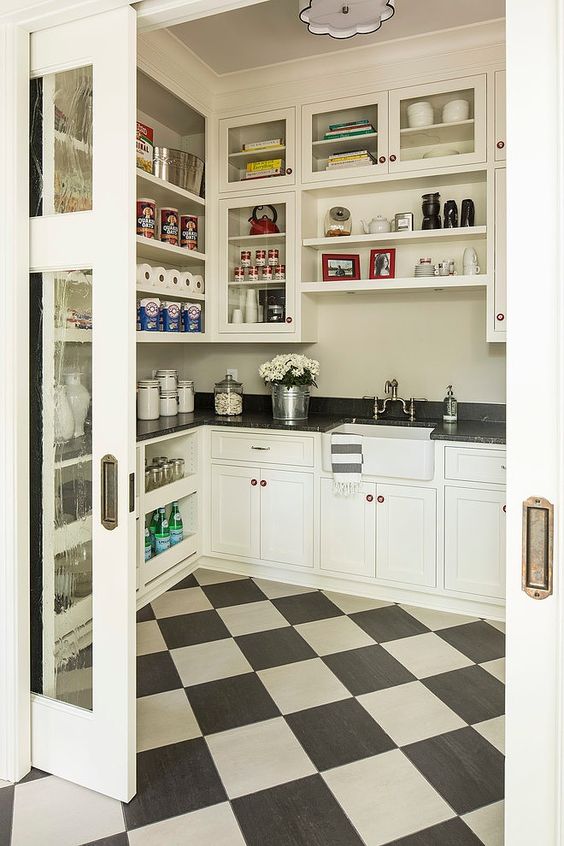 scullery with checked floor