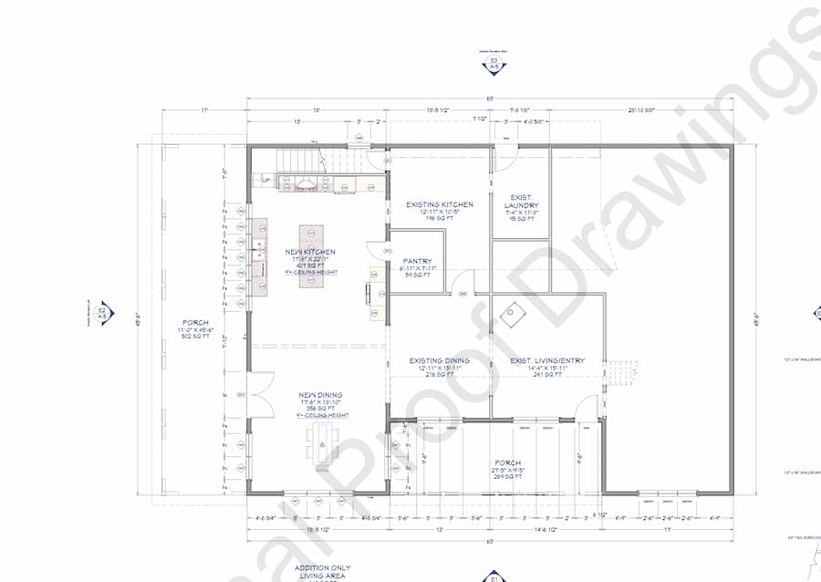 Home addition renovation drawings