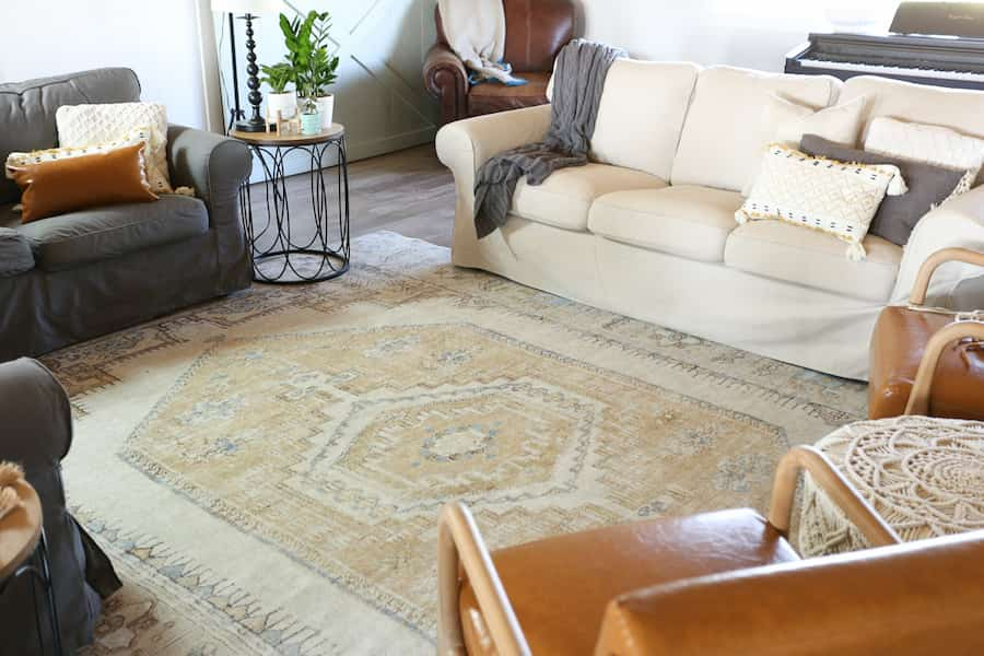 boho barn loft with washable rug